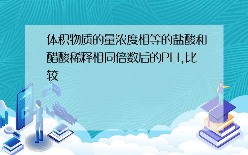 体积物质的量浓度相等的盐酸和醋酸稀释相同倍数后的PH,比较