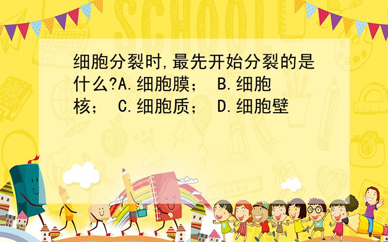 细胞分裂时,最先开始分裂的是什么?A.细胞膜； B.细胞核； C.细胞质； D.细胞壁