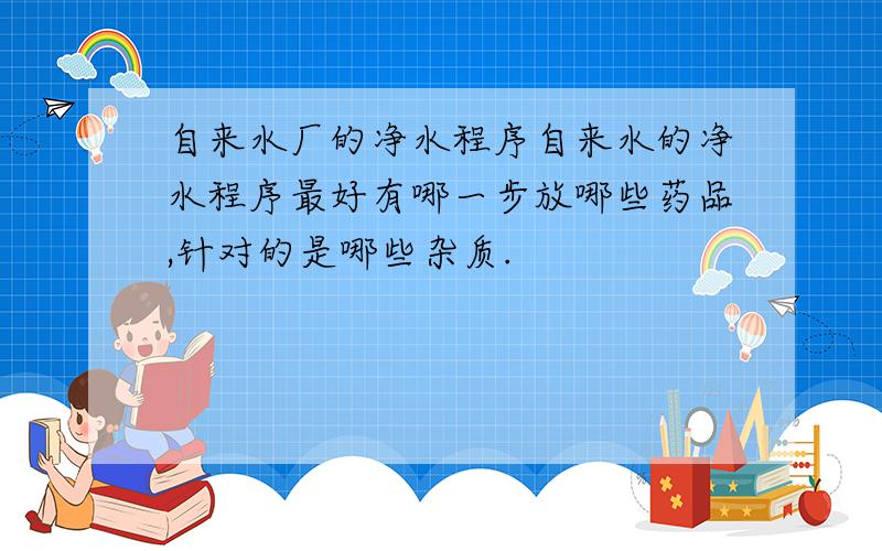 自来水厂的净水程序自来水的净水程序最好有哪一步放哪些药品,针对的是哪些杂质.