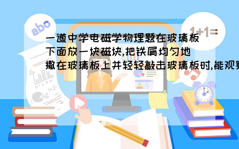 一道中学电磁学物理题在玻璃板下面放一块磁块,把铁屑均匀地撒在玻璃板上并轻轻敲击玻璃板时,能观察到什么现象?