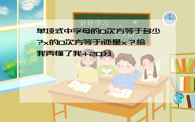 单项式中字母的0次方等于多少?x的0次方等于1还是x？给我弄懂了我+20分……