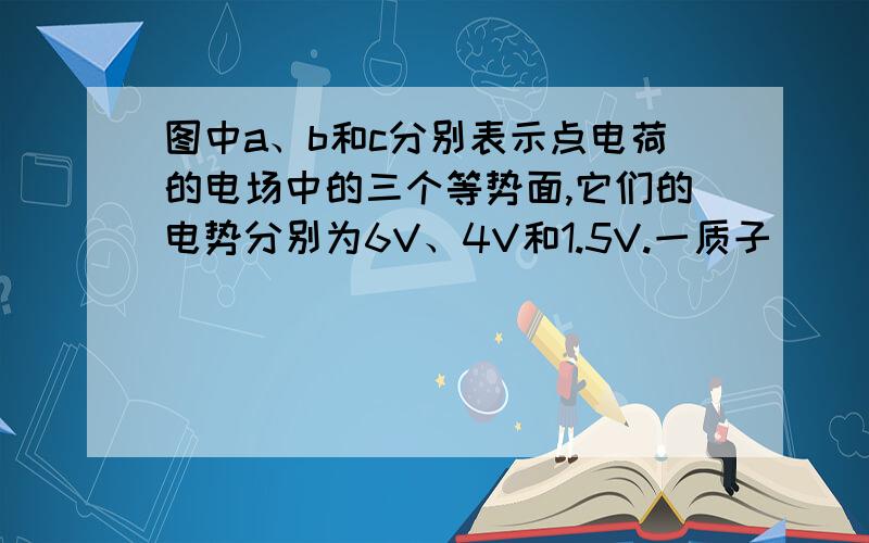 图中a、b和c分别表示点电荷的电场中的三个等势面,它们的电势分别为6V、4V和1.5V.一质子（ ）从等势面a上某处由静止释放,仅电场力作用而运动,已知它经过等势面b时的速率为v,则对质子的运