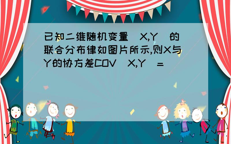 已知二维随机变量(X,Y)的联合分布律如图片所示,则X与Y的协方差COV(X,Y)=