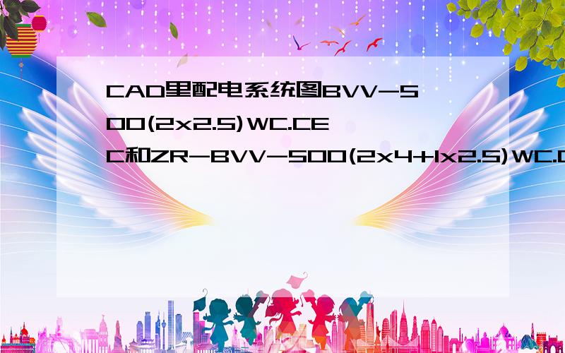 CAD里配电系统图BVV-500(2x2.5)WC.CEC和ZR-BVV-500(2x4+1x2.5)WC.CEC 表示什么?BVV-500(2x2.5)WC.CECZR-BVV-500(2x4+1x2.5)WC.CEC分别代表什么