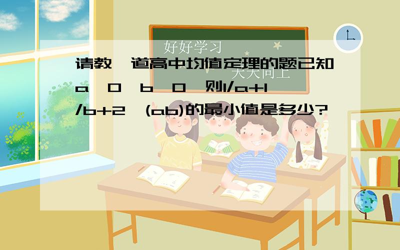 请教一道高中均值定理的题已知a>0,b>0,则1/a+1/b+2√(ab)的最小值是多少?