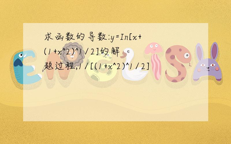 求函数的导数:y=In[x+(1+x^2)^1/2]的解题过程,1/[(1+x^2)^1/2]