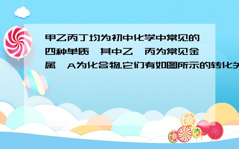 甲乙丙丁均为初中化学中常见的四种单质,其中乙、丙为常见金属,A为化合物.它们有如图所示的转化关系,部分反应物和生成物及反应条件未标注.（1）单质乙为______,丁为_____；（2）写出A→丙