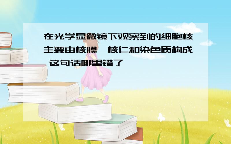 在光学显微镜下观察到的细胞核主要由核膜,核仁和染色质构成 这句话哪里错了