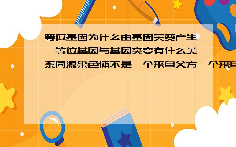 等位基因为什么由基因突变产生,等位基因与基因突变有什么关系同源染色体不是一个来自父方一个来自母方么?那怎么知道是AA或是aa,如果是Aa,那基因突变后不就没有等位基因了么?那还能说