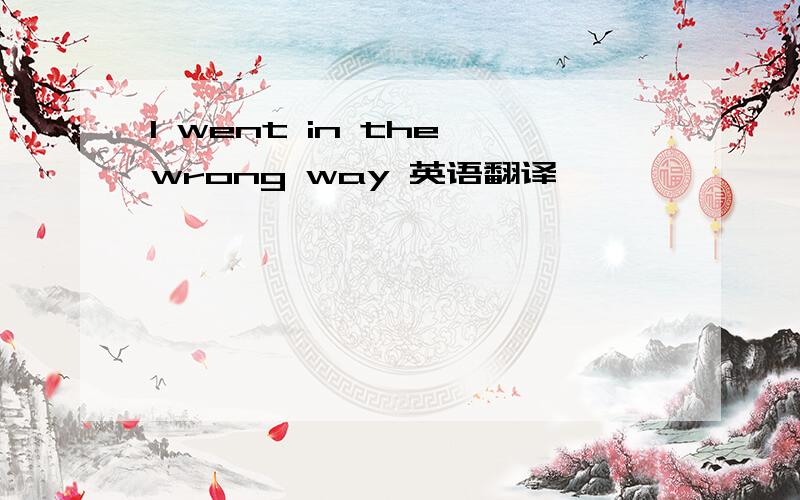 I went in the wrong way 英语翻译