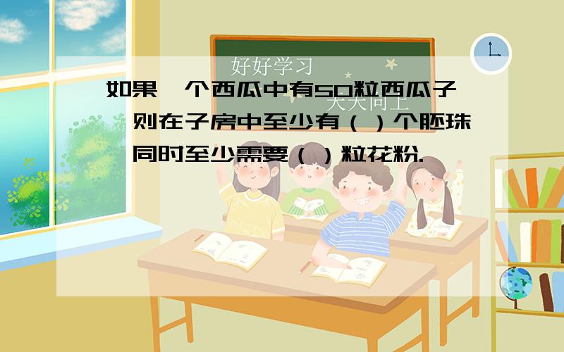 如果一个西瓜中有50粒西瓜子,则在子房中至少有（）个胚珠,同时至少需要（）粒花粉.