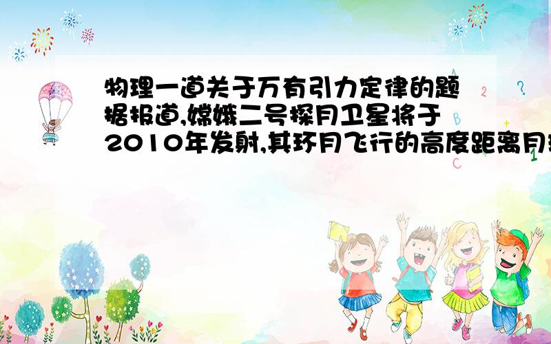 物理一道关于万有引力定律的题据报道,嫦娥二号探月卫星将于2010年发射,其环月飞行的高度距离月球表面100km,所探测到的有关月球的数据将比环月飞行高度距离月球表面200km的嫦娥一号更加