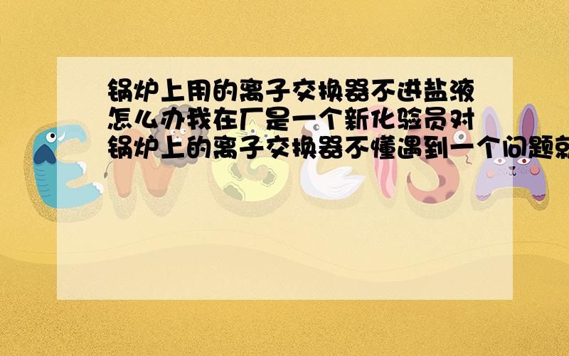 锅炉上用的离子交换器不进盐液怎么办我在厂是一个新化验员对锅炉上的离子交换器不懂遇到一个问题就是交换器不进盐液