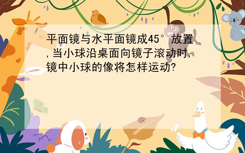 平面镜与水平面镜成45°放置,当小球沿桌面向镜子滚动时,镜中小球的像将怎样运动?