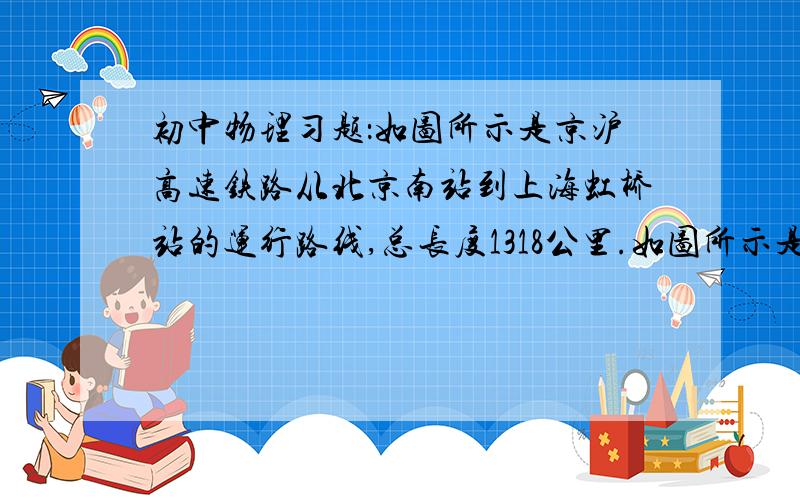 初中物理习题：如图所示是京沪高速铁路从北京南站到上海虹桥站的运行路线,总长度1318公里.如图所示是京沪高速铁路从北京南站到上海虹桥站的运行路线,总长度1318公里.京沪高速公路预计