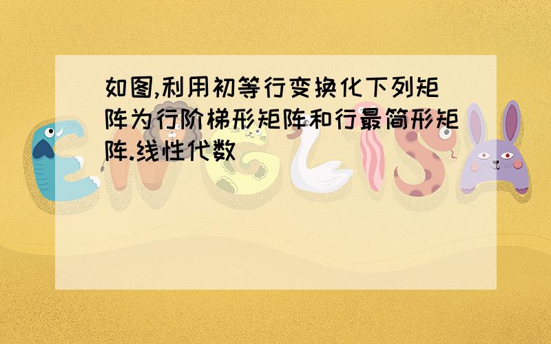 如图,利用初等行变换化下列矩阵为行阶梯形矩阵和行最简形矩阵.线性代数