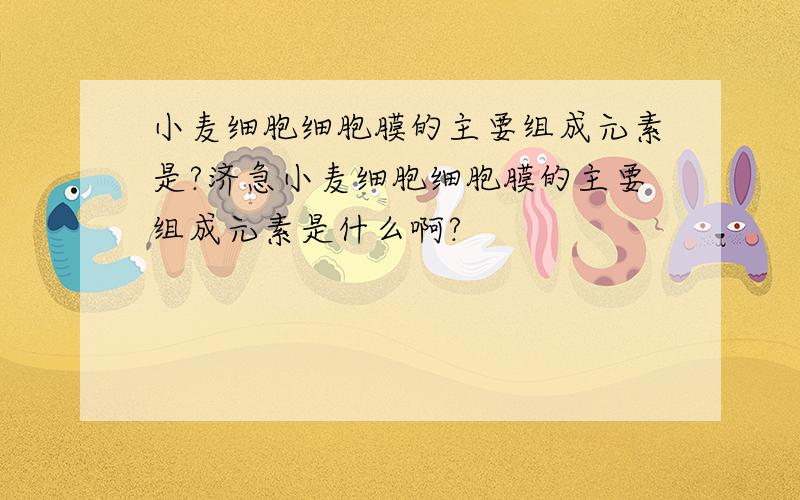 小麦细胞细胞膜的主要组成元素是?济急小麦细胞细胞膜的主要组成元素是什么啊?