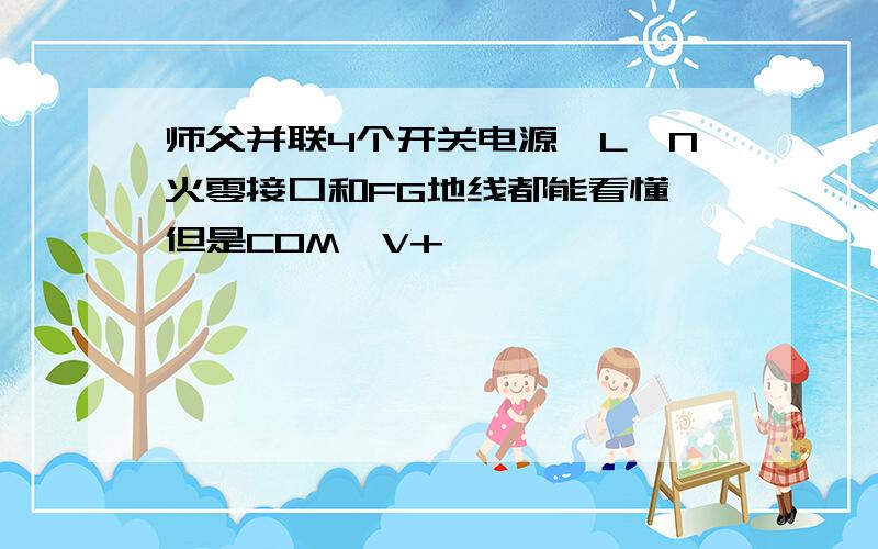 师父并联4个开关电源,L、N火零接口和FG地线都能看懂,但是COM,V+