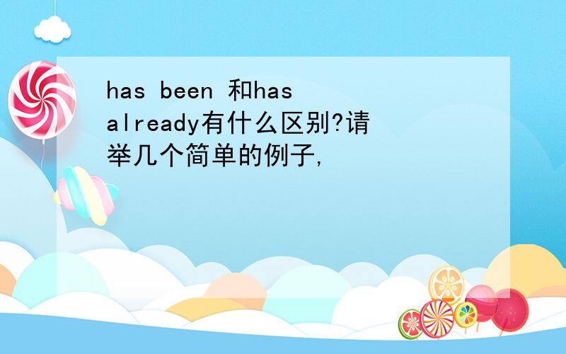 has been 和has already有什么区别?请举几个简单的例子,