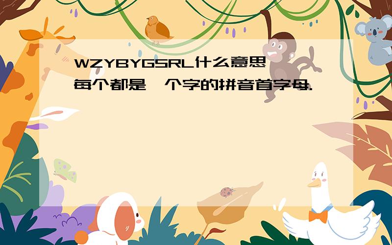 WZYBYGSRL什么意思,每个都是一个字的拼音首字母.