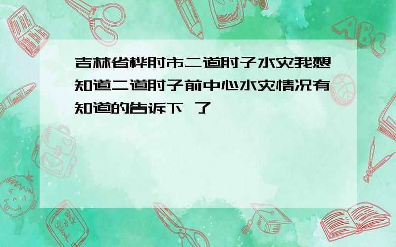 吉林省桦甸市二道甸子水灾我想知道二道甸子前中心水灾情况有知道的告诉下 了