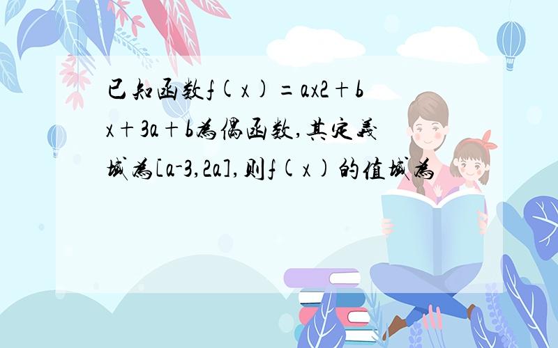 已知函数f(x)=ax2+bx+3a+b为偶函数,其定义域为[a-3,2a],则f(x)的值域为