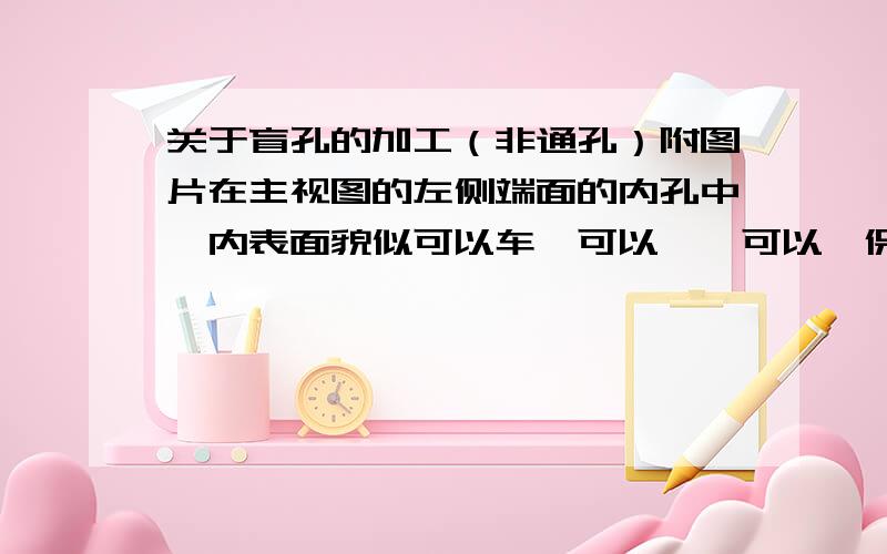 关于盲孔的加工（非通孔）附图片在主视图的左侧端面的内孔中,内表面貌似可以车,可以铰,可以镗保证粗糙度3.2就行,但是内孔底面也要保证6.3,铣刀不能走圆弧,锪钻最大规格也只有31,应该怎