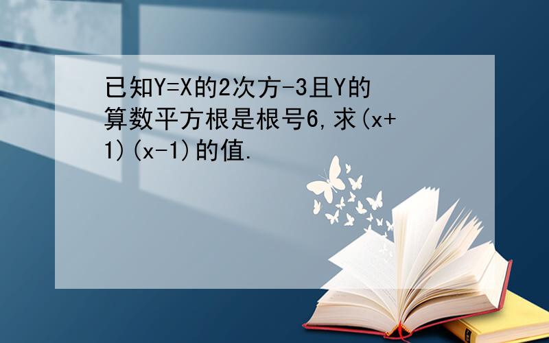 已知Y=X的2次方-3且Y的算数平方根是根号6,求(x+1)(x-1)的值.