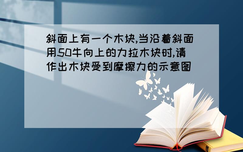 斜面上有一个木块,当沿着斜面用50牛向上的力拉木块时,请作出木块受到摩擦力的示意图