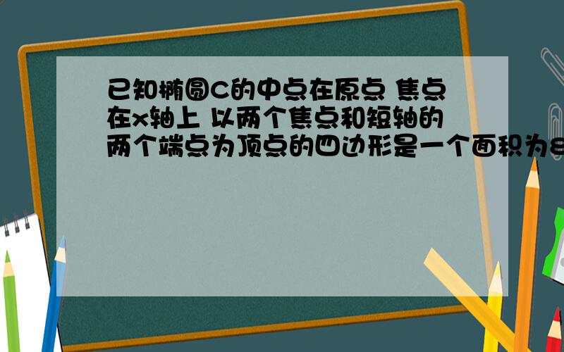 已知椭圆C的中点在原点 焦点在x轴上 以两个焦点和短轴的两个端点为顶点的四边形是一个面积为8的正方形（记为Q）。(2)过点P(0,4)的直线 L与椭圆C相交于MN两点 当线段MN的中点落在正方形Q内(