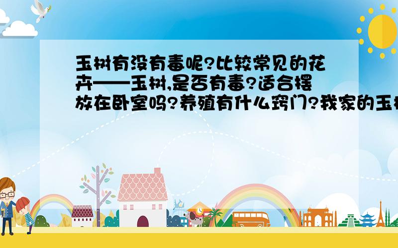 玉树有没有毒呢?比较常见的花卉——玉树,是否有毒?适合摆放在卧室吗?养殖有什么窍门?我家的玉树很小啊,大概每片3-4厘米吧.