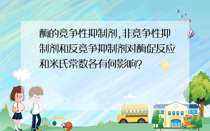 酶的竞争性抑制剂,非竞争性抑制剂和反竞争抑制剂对酶促反应和米氏常数各有何影响?