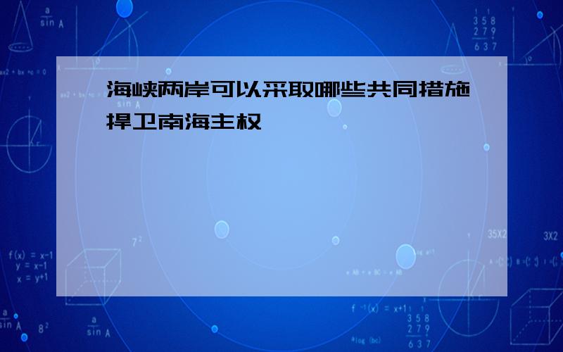 海峡两岸可以采取哪些共同措施捍卫南海主权