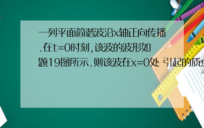 一列平面简谐波沿x轴正向传播.在t=0时刻,该波的波形如题19图所示.则该波在x=0处 引起的质点振动的初相一列平面简谐波沿x轴正向传播.在t=0时刻,该波的波形如题19图所示.则该波在x=0处引起的