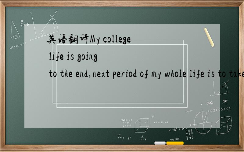 英语翻译My college life is going to the end,next period of my whole life is to take part in the society activities.When i was in my college for four years,i always reminded me of improving my abilities,kept going on,kept making progress.I took pa