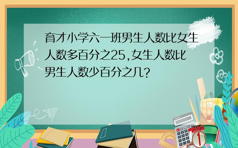 育才小学六一班男生人数比女生人数多百分之25,女生人数比男生人数少百分之几?