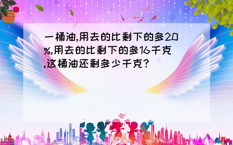 一桶油,用去的比剩下的多20%,用去的比剩下的多16千克,这桶油还剩多少千克?