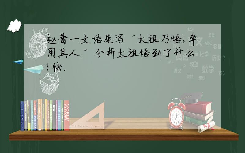 赵普一文结尾写“太祖乃悟,卒用其人.”分析太祖悟到了什么?快.