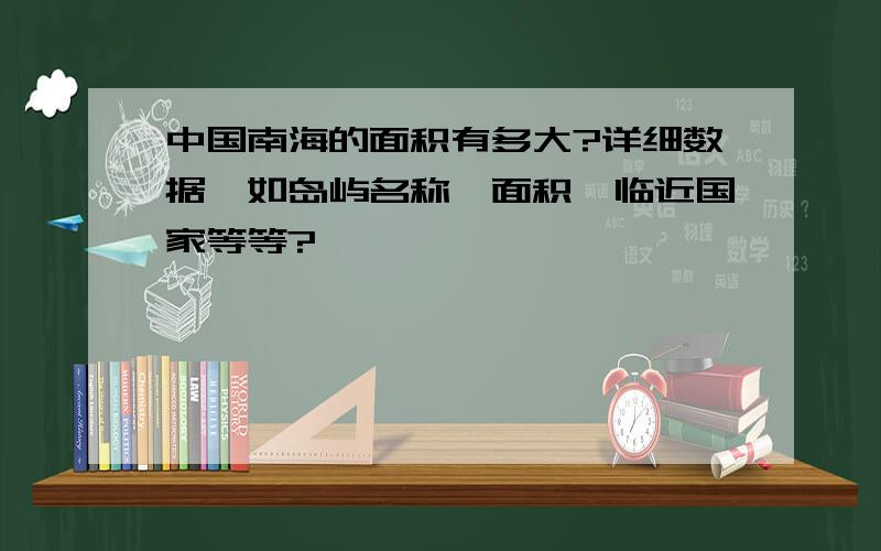 中国南海的面积有多大?详细数据,如岛屿名称、面积、临近国家等等?