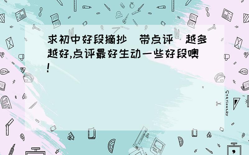 求初中好段摘抄（带点评）越多越好,点评最好生动一些好段噢!