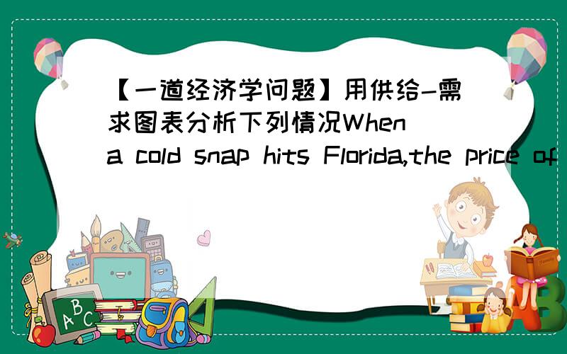 【一道经济学问题】用供给-需求图表分析下列情况When a cold snap hits Florida,the price of orange juice rises in supermarkets throughout the country.这个为什么是供给曲线向右移啊帮我解释一下好吗?