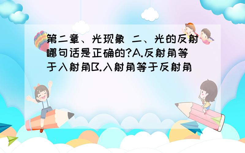 第二章、光现象 二、光的反射哪句话是正确的?A.反射角等于入射角B.入射角等于反射角