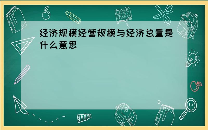 经济规模经营规模与经济总量是什么意思