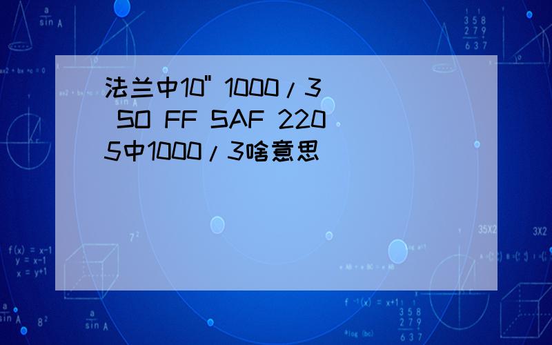 法兰中10'' 1000/3 SO FF SAF 2205中1000/3啥意思