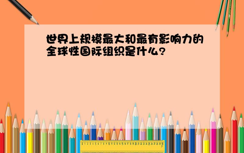 世界上规模最大和最有影响力的全球性国际组织是什么?