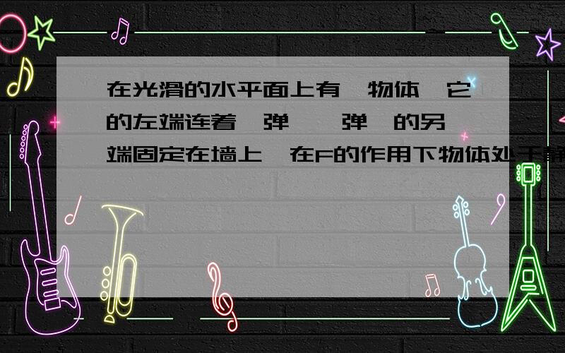 在光滑的水平面上有一物体,它的左端连着一弹簧,弹簧的另一端固定在墙上,在F的作用下物体处于静止状态.当撤去力F后,物体将向右运动,在物体向右运动的过程中,下列说法正确的是A弹簧的弹