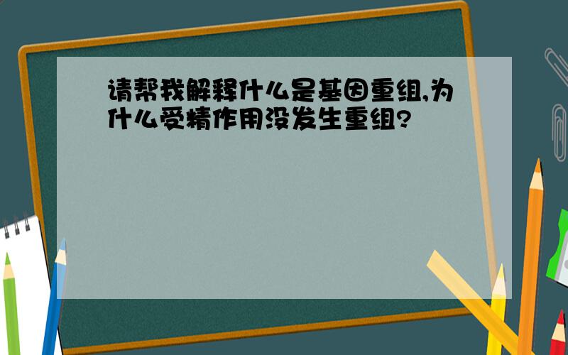 请帮我解释什么是基因重组,为什么受精作用没发生重组?