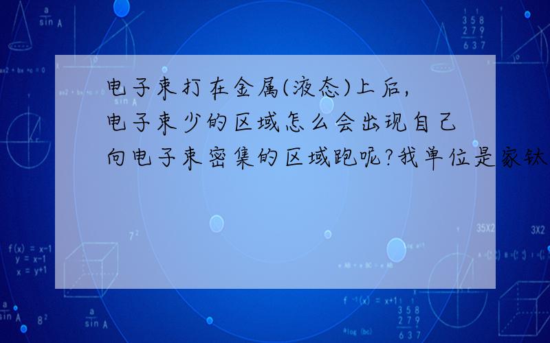 电子束打在金属(液态)上后,电子束少的区域怎么会出现自己向电子束密集的区域跑呢?我单位是家钛锭厂,从事冶炼工作（真空状态下）,具体的就是有7把电子枪,有4把（编号1-4号）用来下料,1