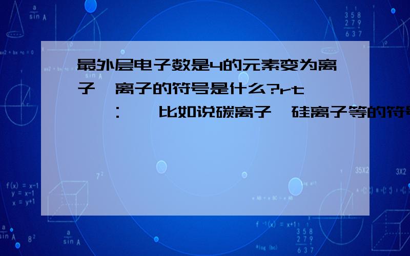 最外层电子数是4的元素变为离子,离子的符号是什么?rt     :    比如说碳离子,硅离子等的符号怎么写