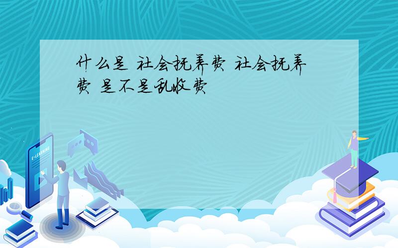 什么是 社会抚养费 社会抚养费 是不是乱收费